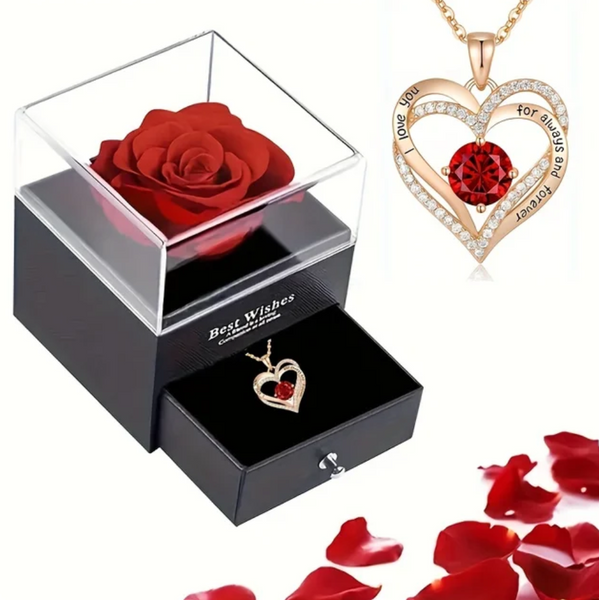 Elegant Necklace Jewelry with a Rose Flower Gift Box