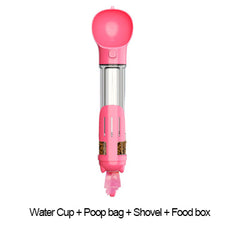 Portable Cat Dog Water Bottle Food Feeder Drinker Poop Dispenser 4 In 1 Leak-proof Multifunctional Dog Water Bottle