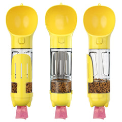 Portable Cat Dog Water Bottle Food Feeder Drinker Poop Dispenser 4 In 1 Leak-proof Multifunctional Dog Water Bottle