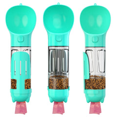 Portable Cat Dog Water Bottle Food Feeder Drinker Poop Dispenser 4 In 1 Leak-proof Multifunctional Dog Water Bottle