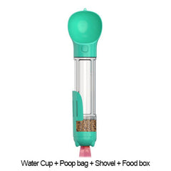 Portable Cat Dog Water Bottle Food Feeder Drinker Poop Dispenser 4 In 1 Leak-proof Multifunctional Dog Water Bottle