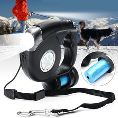 Built-in LED lights Pet Leash with Poop Bag