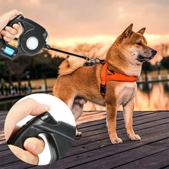 Built-in LED lights Pet Leash with Poop Bag